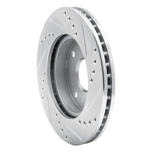 Chevrolet Optra Brake Rotor (1) - Front Left - R1 Concepts - Drilled & Slotted - Silver - `04-`10